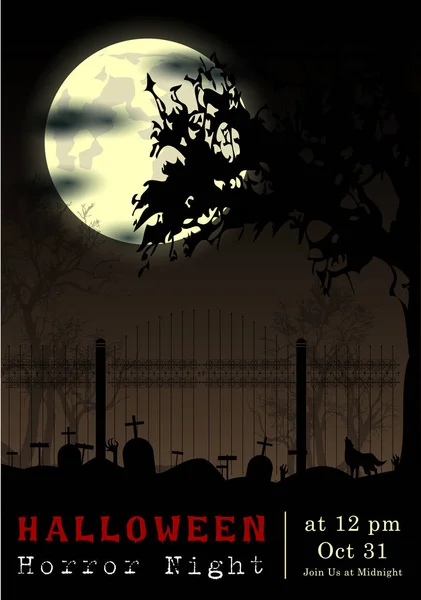 Abstract Halloween Spooky Horror Banner Template Scene Background Vector Illustration — Stock Vector