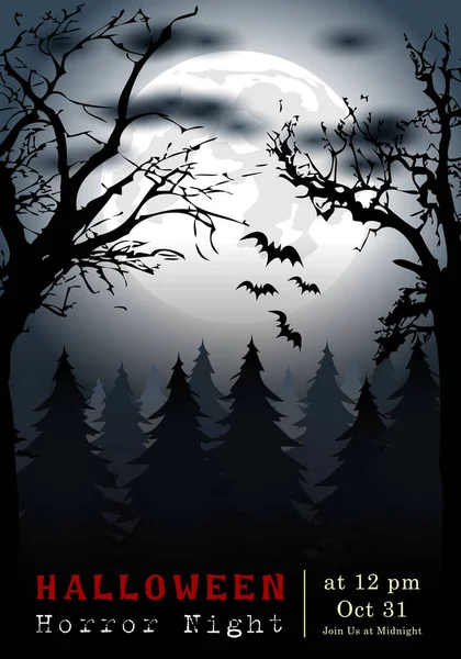 Abstract Halloween Spooky Horror Banner Template Scene Background Vector Illustration — Stockvector