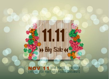 Vector of 11.11 November Big Sale Banner Template Design for Annual Estimate Discount Campaign. Vector and Illustration, EPS10.