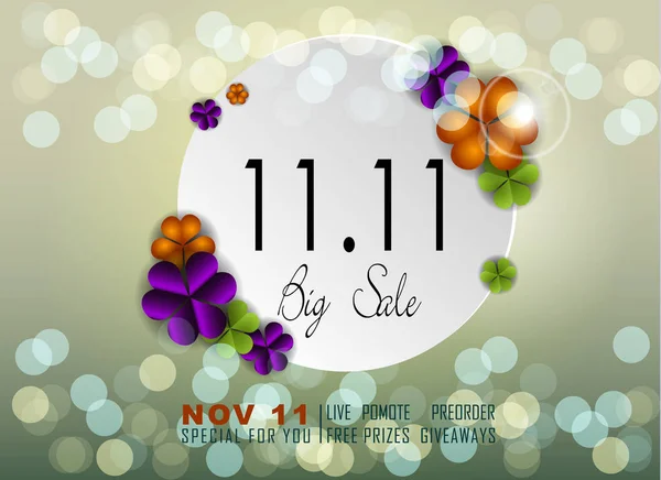 Vector of 11.11 November Big Sale Banner Template Design for Annual Estimate Discount Campaign. Vector and Illustration, EPS10.