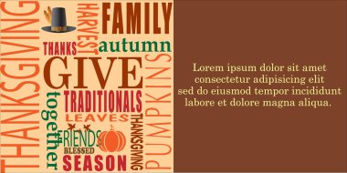 Abstract of Celebration Happy Thanksgiving Day Banner Template Background for invitation party campaign in the Autumn after Halloween with Calligraphy or Typographic. Vector and Illustration, EPS 10.