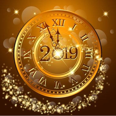 Mutlu yeni yıl 2019 özetini. Vektör ve illüstrasyon, Eps 10.