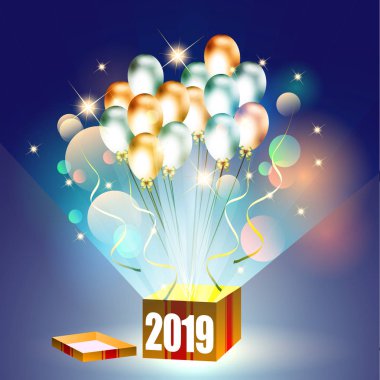 Mutlu yeni yıl 2019 özetini. Vektör ve illüstrasyon, Eps 10.