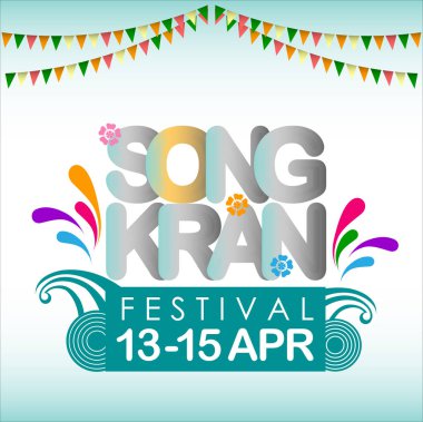 Arka plan Songkran Festivali: Su sıçrama Festival Tayland. Vektör ve illüstrasyon, Eps 10