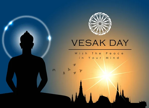 Abstract of Vesak Day. The day referred to the Birthday, Enlightenment, and Death of The Lord Buddha that's one sign of Buddism. Buddhists around the world called The Meditation Day and Buddha Jayanti Day. Vector and Illustration, EPS 10.