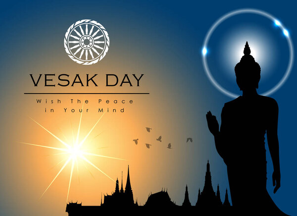 Abstract of Vesak Day. The day referred to the Birthday, Enlightenment, and Death of The Lord Buddha that's one sign of Buddism. Buddhists around the world called The Meditation Day and Buddha Jayanti Day. Vector and Illustration, EPS 10.