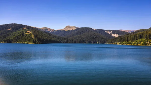 Blick Auf Den Bolboci See Vom Damm Mit Den Karpaten — Stockfoto