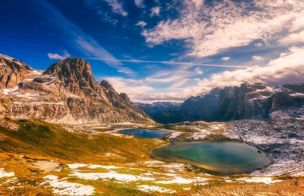 Del Piani Göller Rifugio Locatelli Altında Crode Fiscaline Croda Del — Stok fotoğraf