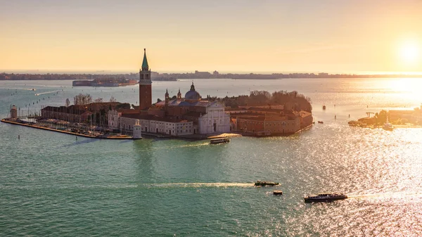 Venice Panoramic Aerial View Red Roofs Veneto Italy Aerial View Stock Photo