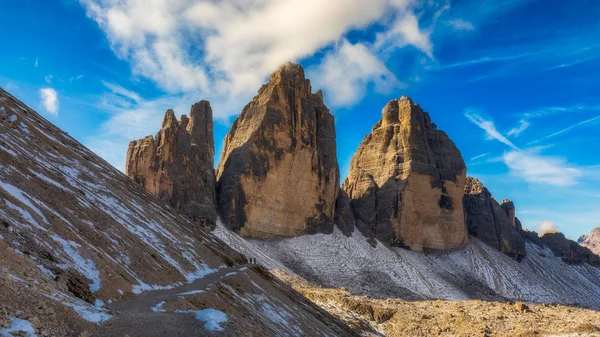 Utsikt Över Nationalparken Tre Cime Lavaredo Dolomiterna Sydtyrolen Plats Auronzo — Stockfoto