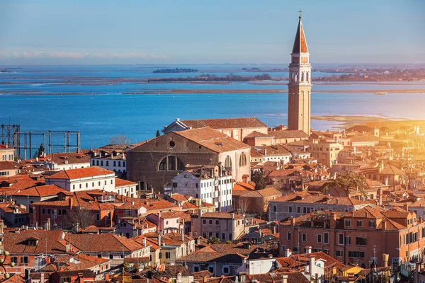 Veneza Vista Aérea Panorâmica Com Telhados Vermelhos Veneto Itália Vista — Fotografia de Stock