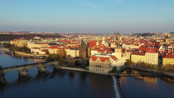 Панорамний Вид Зверху Prague Old Town Пташиного Польоту Міста Вид — стокове відео