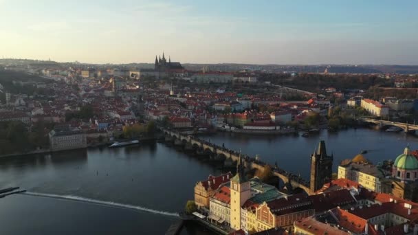 Prague Old Town Havadan Görünümü Şehrin Panoramik Görünüm Yukarıdan Gelen — Stok video