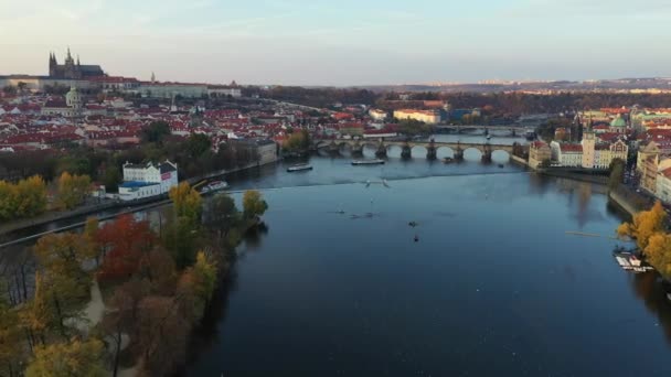 Vista Panorâmica Cima Sobre Cidade Velha Praga Vista Aérea Cidade — Vídeo de Stock