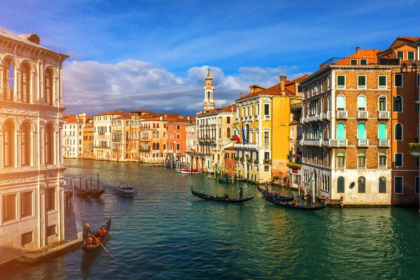 Venedik Talya Gondollu Büyük Kanal Venedik Büyük Kanalı Nın Gün — Stok fotoğraf