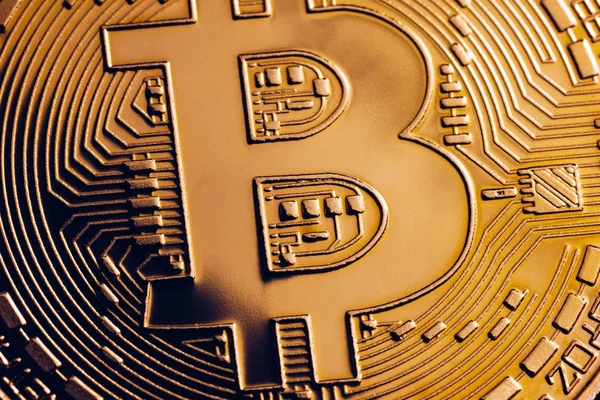 Moneda Crypto Moneda Oro Con Símbolo Bitcoin Aislado Sobre Fondo — Foto de Stock