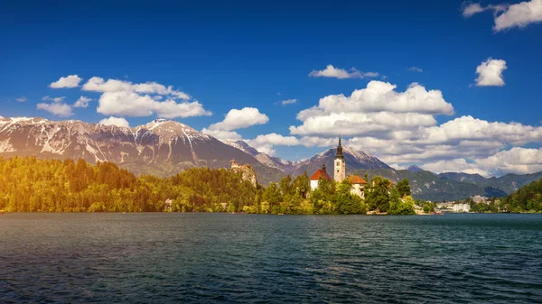 Lake Bled Marys Church Assumption Small Island Bled Slovenia Europe — Stock Photo, Image