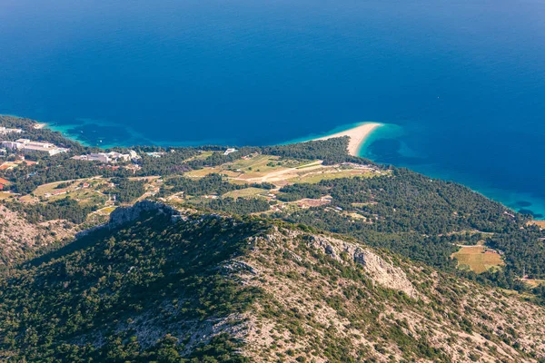 Beautiful Panorama Famous Adriatic Beach Zlatni Rat Golden Cape Golden — Stock Photo, Image