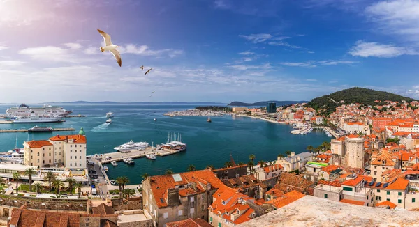 Frente Mar Dividido Vista Aérea Colina Marjan Dalmacia Croacia Paisaje — Foto de Stock