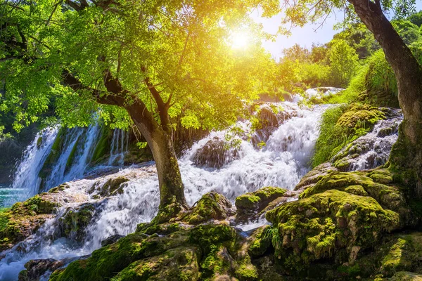 Cachoeira Skradinski Buk Bonita Krka National Park Dalmácia Croácia Europa — Fotografia de Stock