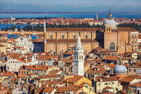 Venise Vue Aérienne Panoramique Avec Des Toits Rouges Vénétie Italie — Photo