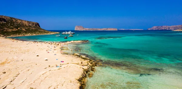 Flygfoto Över Balos Beach Nära Gramvousa Kreta Magiska Turkosa Vatten — Stockfoto