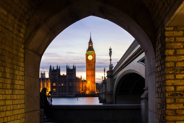 Big Ben Westminster Londres Después Del Colorido Atardecer — Foto de Stock