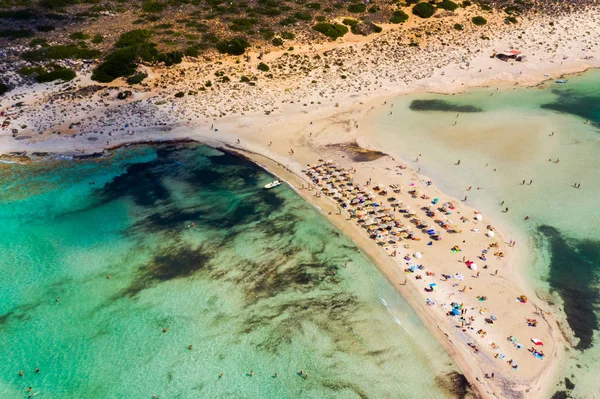 Csodálatos légi panorámás kilátás nyílik a híres Balos beach Balos — Stock Fotó