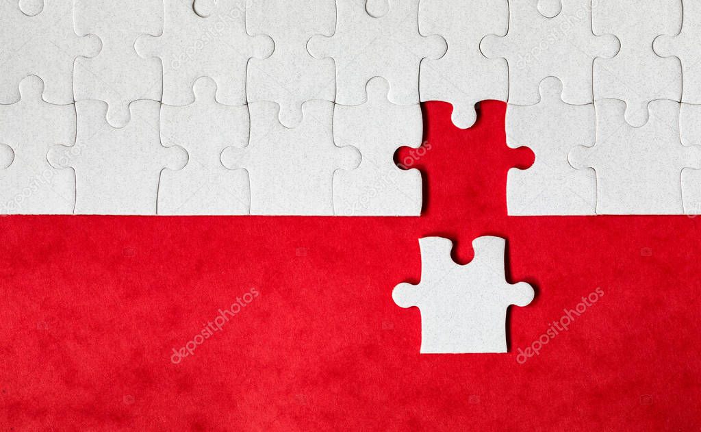 Jigsaw puzzle with missing piece. Missing puzzle pieces. Concept