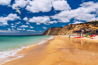 Praia de Porto de Mos plaj, Lagos üzerinde uçan martılar ile