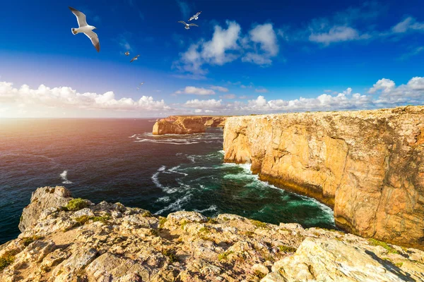 Costa portuguesa, acantilado en el Océano Atlántico. Tomado en Sagres — Foto de Stock