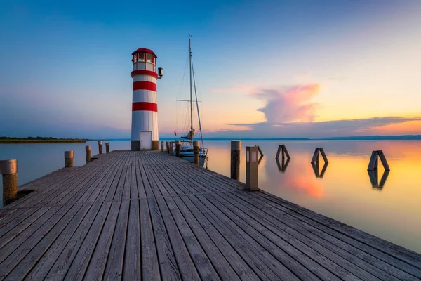 Lighthouse at Lake Neusiedl, Podersdorf am See, Burgenland, Aust — стокове фото