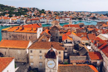 Trogir in Croatia, town panoramic view with red roof tiles, Croa clipart