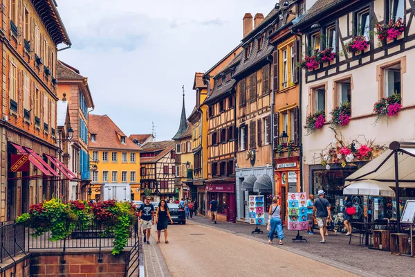 Colmar, Fransa - 27 Temmuz 2018: Colmar Eski şehir, Alsace, Fran