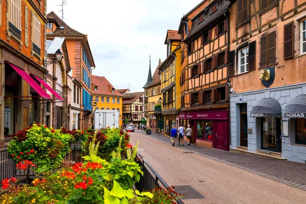 Colmar, Fransa - 27 Temmuz 2018: Colmar Eski şehir, Alsace, Fran