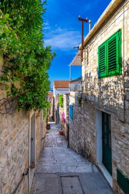 Şehirdeki Hvar, Hvar adası, Dal çiçek ile güzel sokak