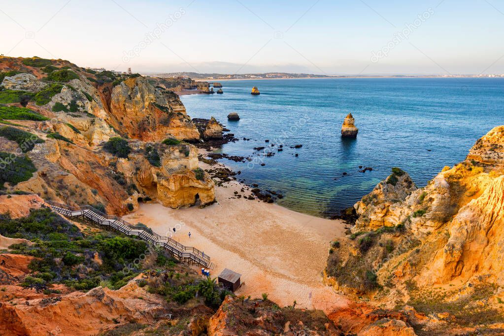 Camilo Beach (Praia do Camilo) at Algarve, Portugal with turquoi