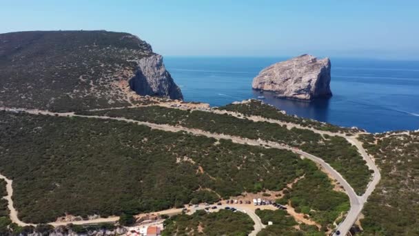 Capo Caccia Kıyıları Sardinya Talya Caccia Pelerini Nin Muhteşem Yaz — Stok video