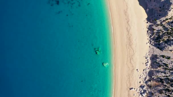 Famosa Playa Platia Ammos Isla Cefalonia Cefalonia Grecia Vista Aérea — Vídeos de Stock