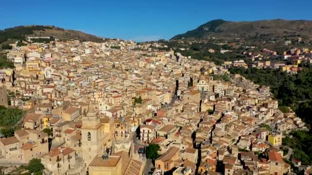 Caccamo Sicília Cidade Italiana Medieval Com Castelo Normando Nas Montanhas — Vídeo de Stock