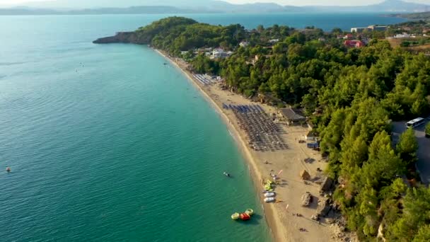 Plaża Makris Gialos Wyspie Kefalonia Grecji Spektakularny Widok Plażę Makris — Wideo stockowe