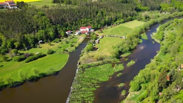 Flygfoto Över Det Skyddade Landskapet Krivoklatsko Tjeckien — Stockvideo