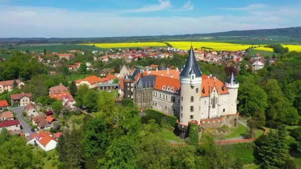 Vista Aérea Del Castillo Zleby Región Central Bohemia República Checa — Vídeos de Stock