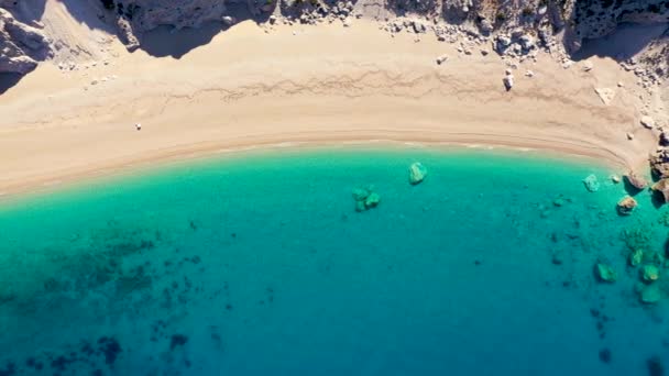 Híres Platia Ammos Strand Cephalonia Kefalonia Szigeten Görögországban Légi Kilátás — Stock videók