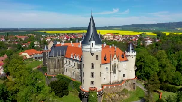 Vista Aérea Castelo Zleby Região Central Boêmia República Checa Castelo — Vídeo de Stock