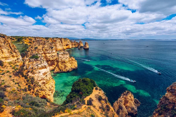 Panoramatický Výhled Ponta Piedade Nedaleko Lagosu Algarve Portugalsko Skály Turistická — Stock fotografie