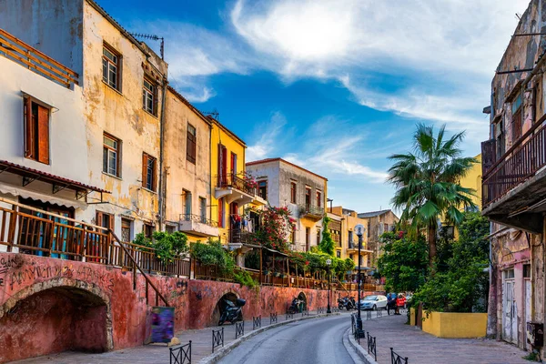 Straat Het Oude Centrum Van Chania Kreta Griekenland Charmante Straatjes — Stockfoto