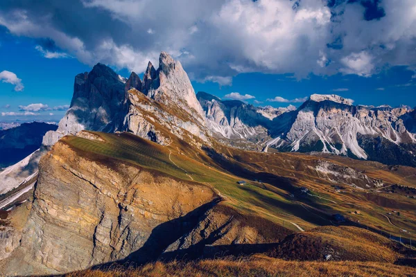 Seceda Autunno Alto Adige Nelle Alpi Del Nord Italia Vista — Foto Stock