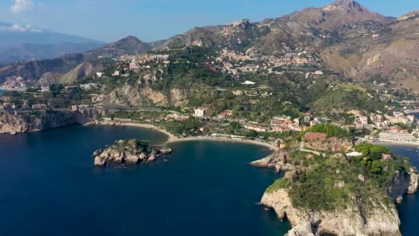 Taormina Uma Cidade Italiana Região Sicília Monte Etna Sobre Paisagem — Vídeo de Stock