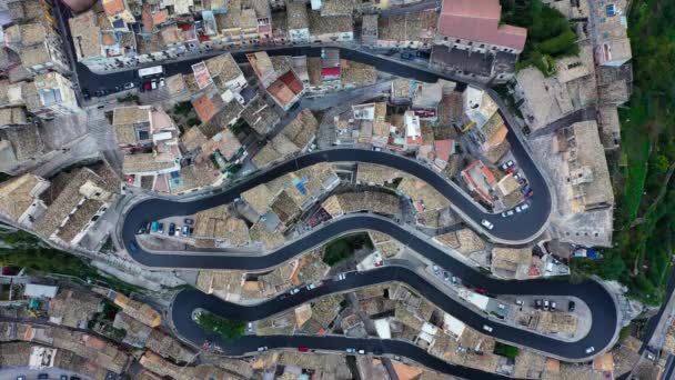 Veduta Aerea Del Centro Storico Ragusa Ibla Una Strada Tortuosa — Video Stock